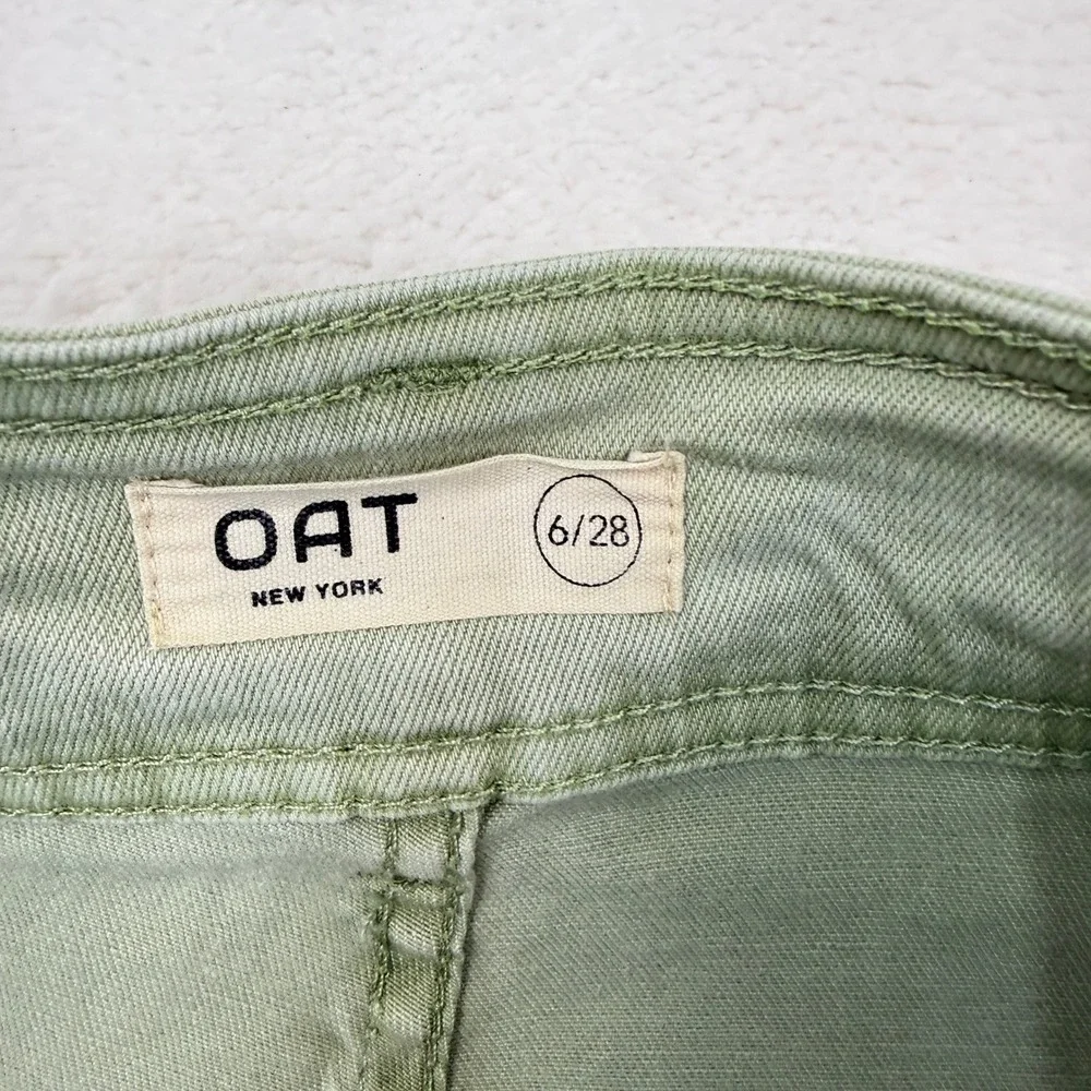 OAT New York Wide Leg‎ Jeans Womens 6 Sage Green High Rise Raw Hem 30x30